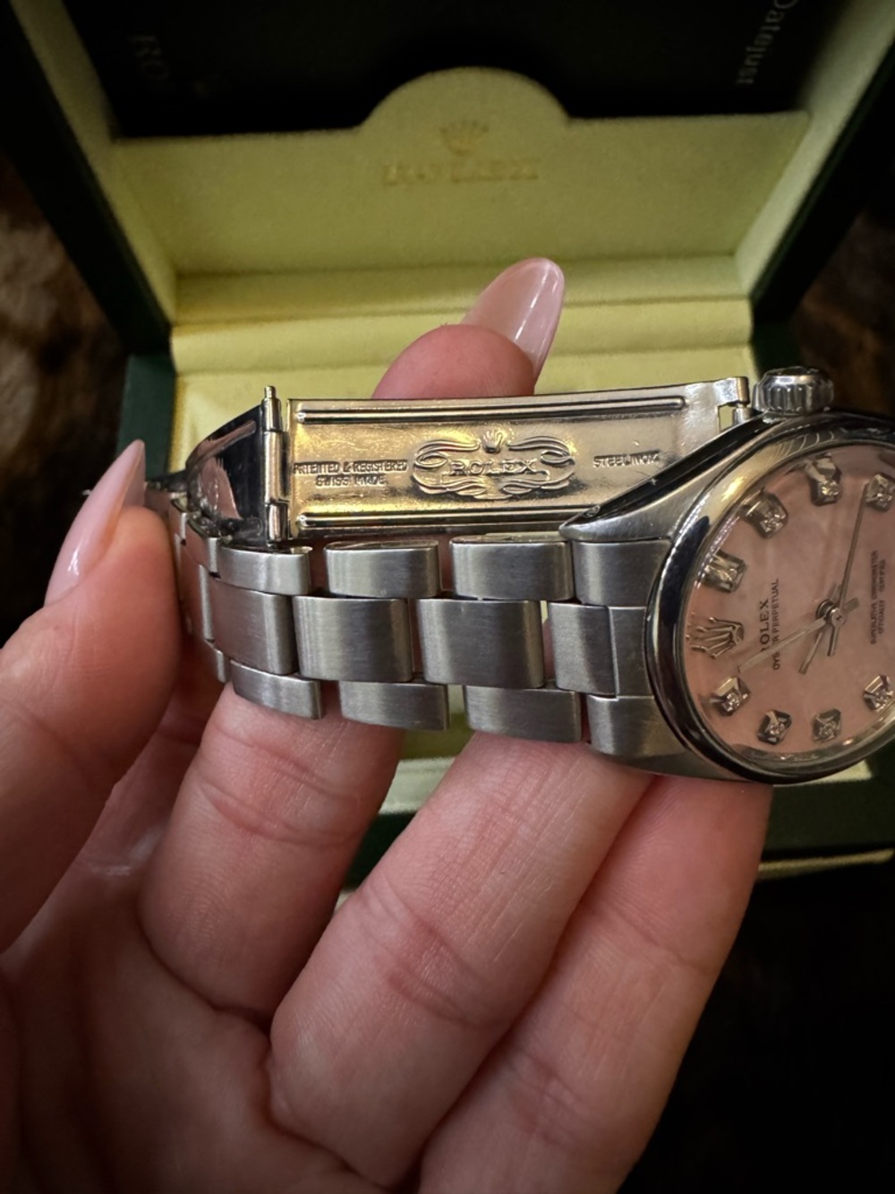 Rolex Oyster Perpetual Pink Dial Stainless Steel Watch - Picture 6 of 14